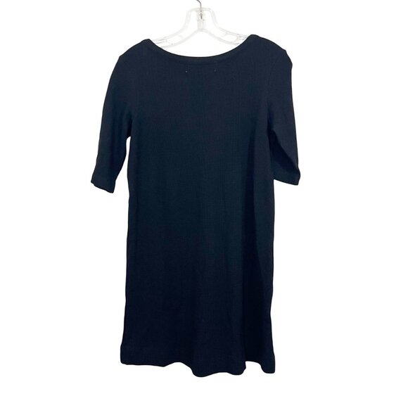 NEW Natural Life Easy Street Mini Dress Henley T-Shirt Black Waffle Knit SMALL - Picture 2 of 6